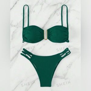 SHEIN. Size M. Green and Gold Bikini. Never worn.